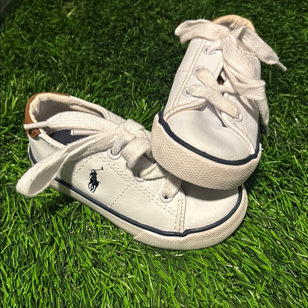 Polo by Ralph Lauren Kids White Sneakers with Navy Accents